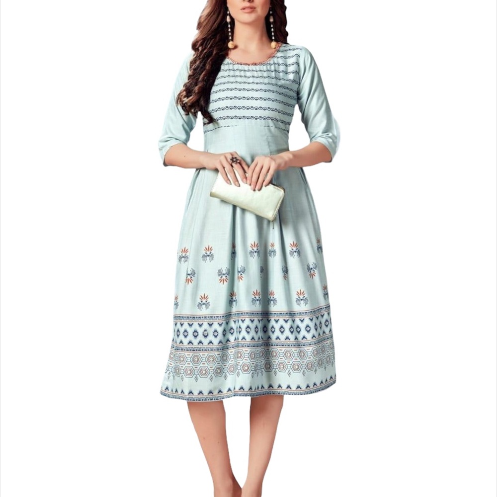 Summer Midi Dress in Charming Sky Blue Color